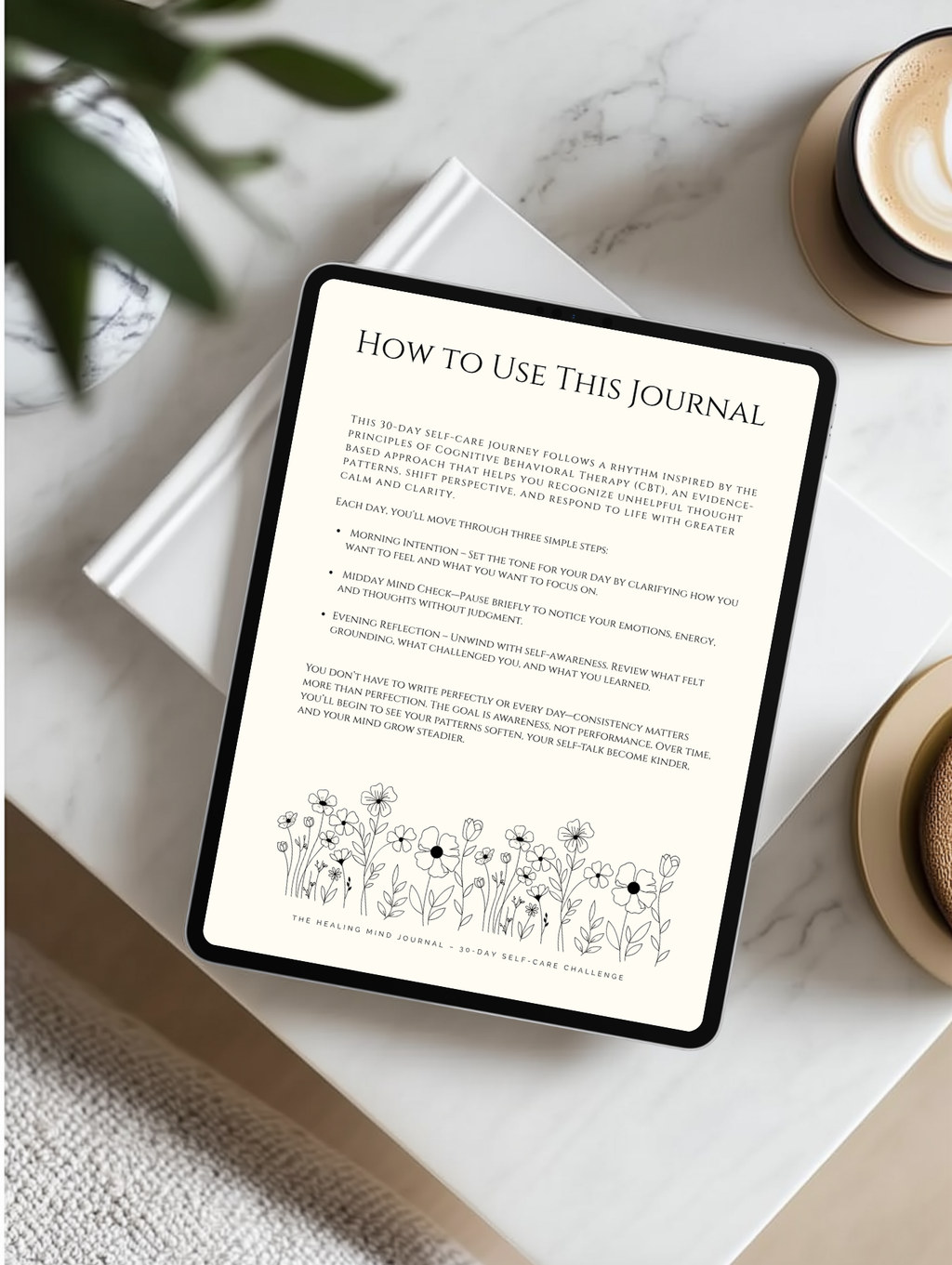 ♡ The Healing Mind Journal – 30-Day Self-Care Challenge (CBT &amp; Neuroscience-Inspired)